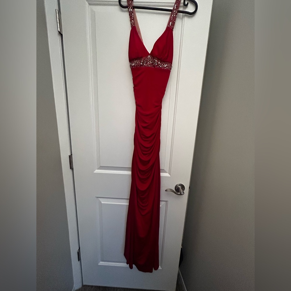 NiteLine Red Ruched Evening/Prom Dress - Picture 3 of 5